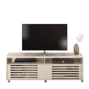 Miniatura Rack Madetec Cross com 182cm de Largura + Painel Madetec Cross com 182cm de Largura, Ideal para TV de Até 65” Calacata/Off White