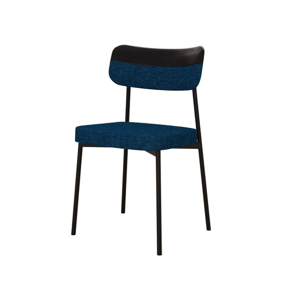Miniatura Cadeira Mynna Fixa C/4 Pes 525 X 470 X 790 Mm C/1 Un. Crt.azul/courino Preto Corriente Azul/courino Preto