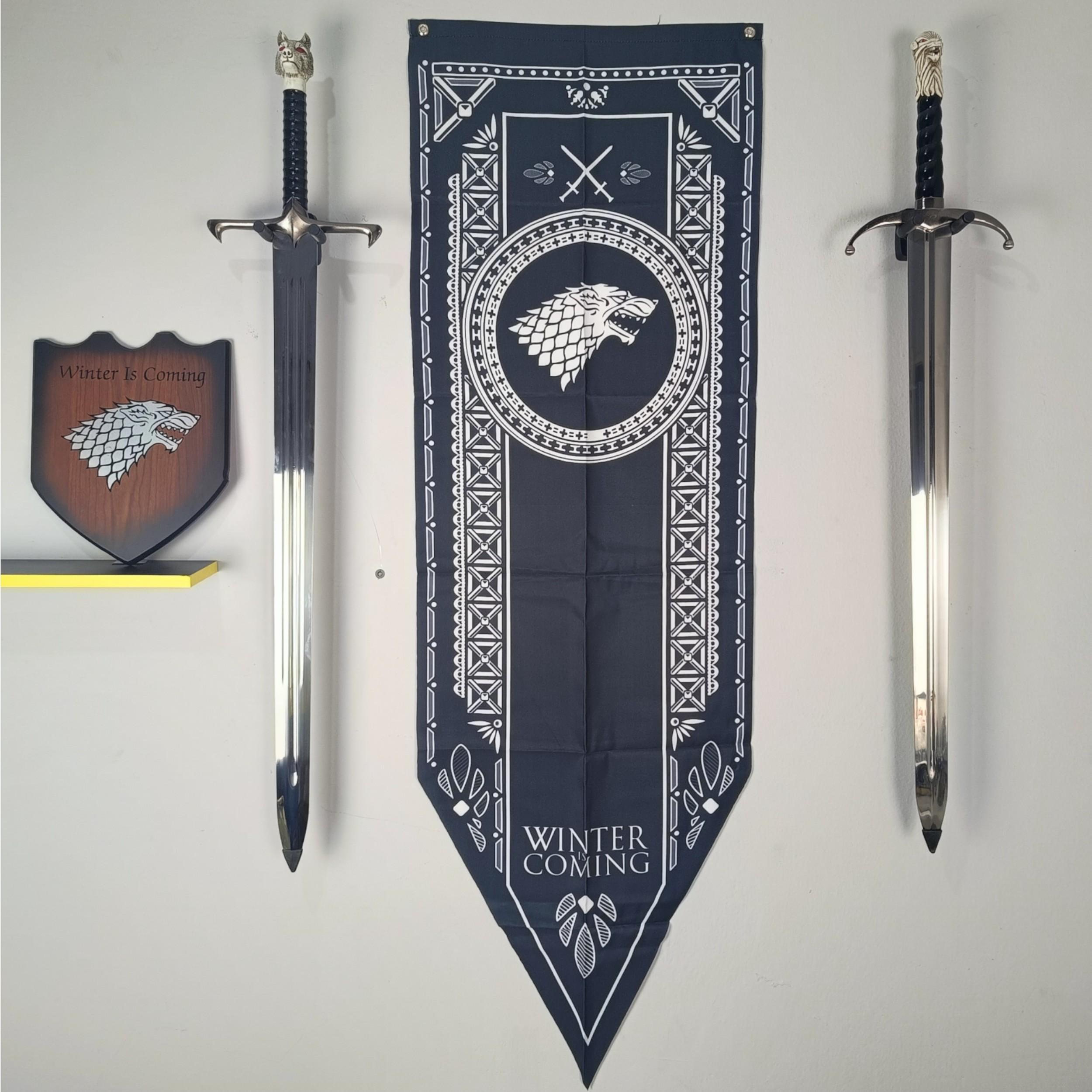 Miniatura Bandeira Flâmula Com Brasão Casa Stark Game Of Thrones