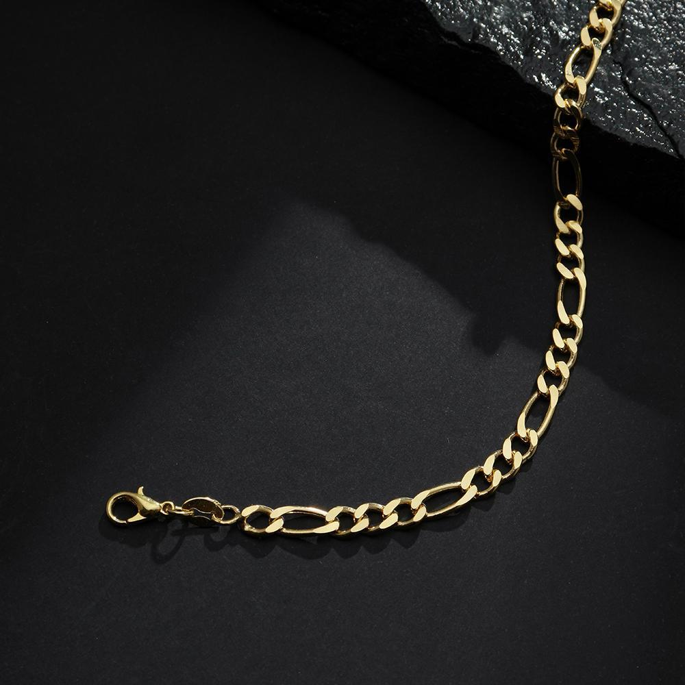 Miniatura Pulseira Dourada Masculina Elo 3 Por 1 - 5Mm