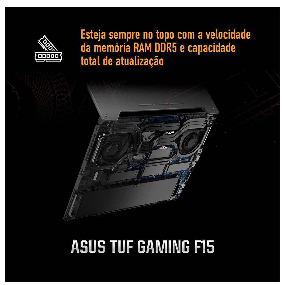 Notebook Gamer Asus Tuf Gaming F15,Intel Core i7-13620H,16GB/512GB SSD,RTX4050,W11 Tela 15.6.6.144Hz  FX507VU-LP177W Bivolt