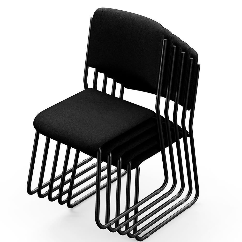Kit 04 Cadeiras Hoteleira Auditório Empilhável Inter L02 Crepe Preto - Lyam Decor