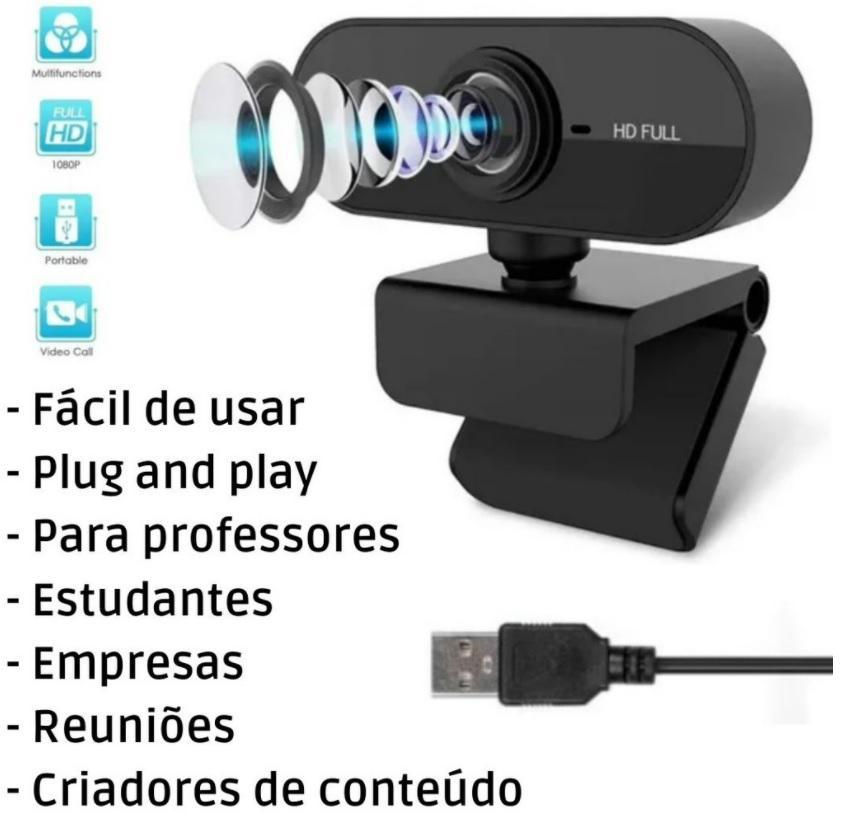 Miniatura Kit Webcam Iluminador Microfone Gravação Vídeo Aula Reunião