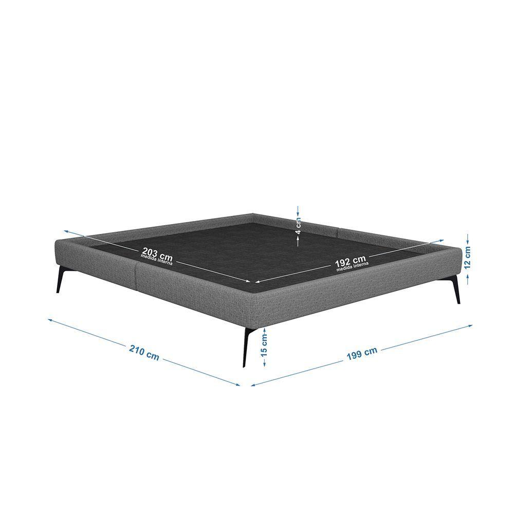 Miniatura Base Bi Partida Slim King Em Linho Com Cabeceira Skybox Cor Cinza