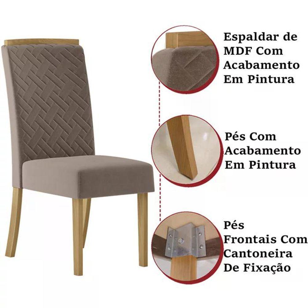 Kit 2 Cadeiras Estofadas Si24 Veludo Nature Marrom Amendoa