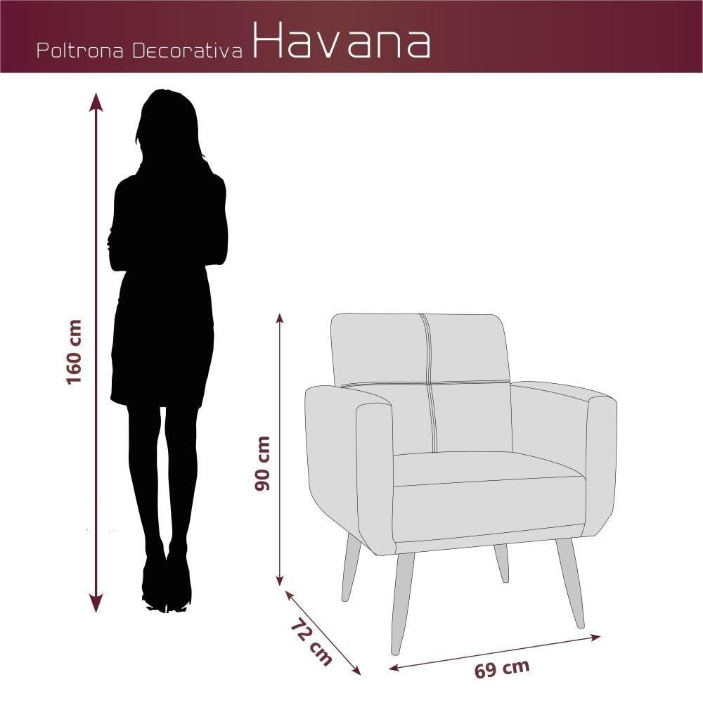 Miniatura Kit Poltrona Decorativa Sala + Puff Havana Matrix Marrom