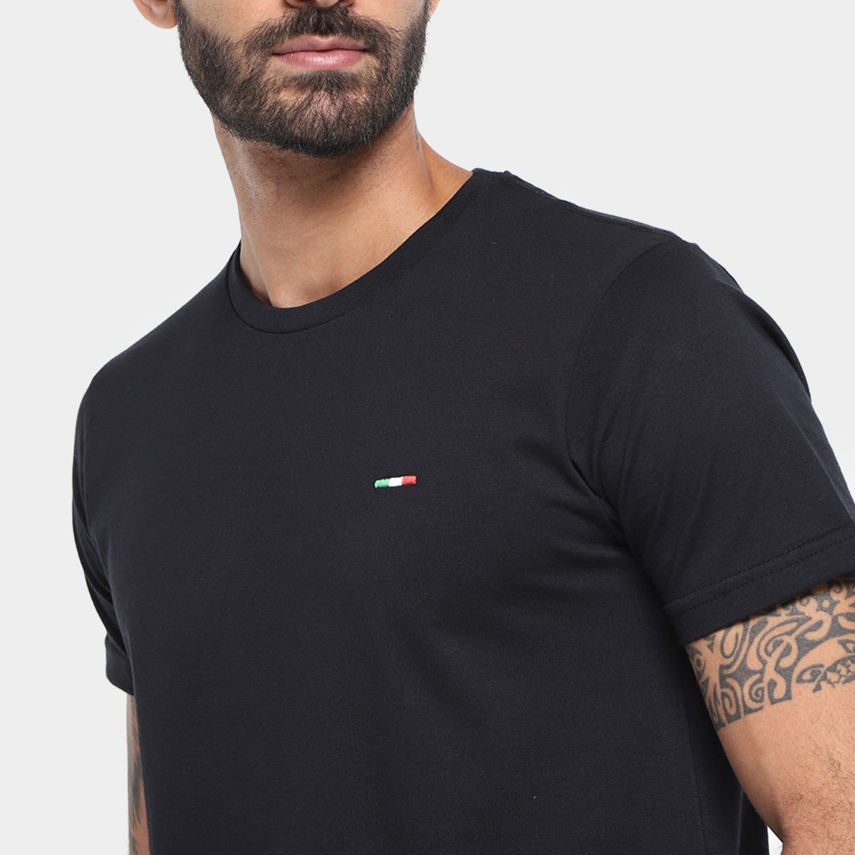 Kit Camiseta Industrie Itália Masculina 3 Peças Preto+Bege - G