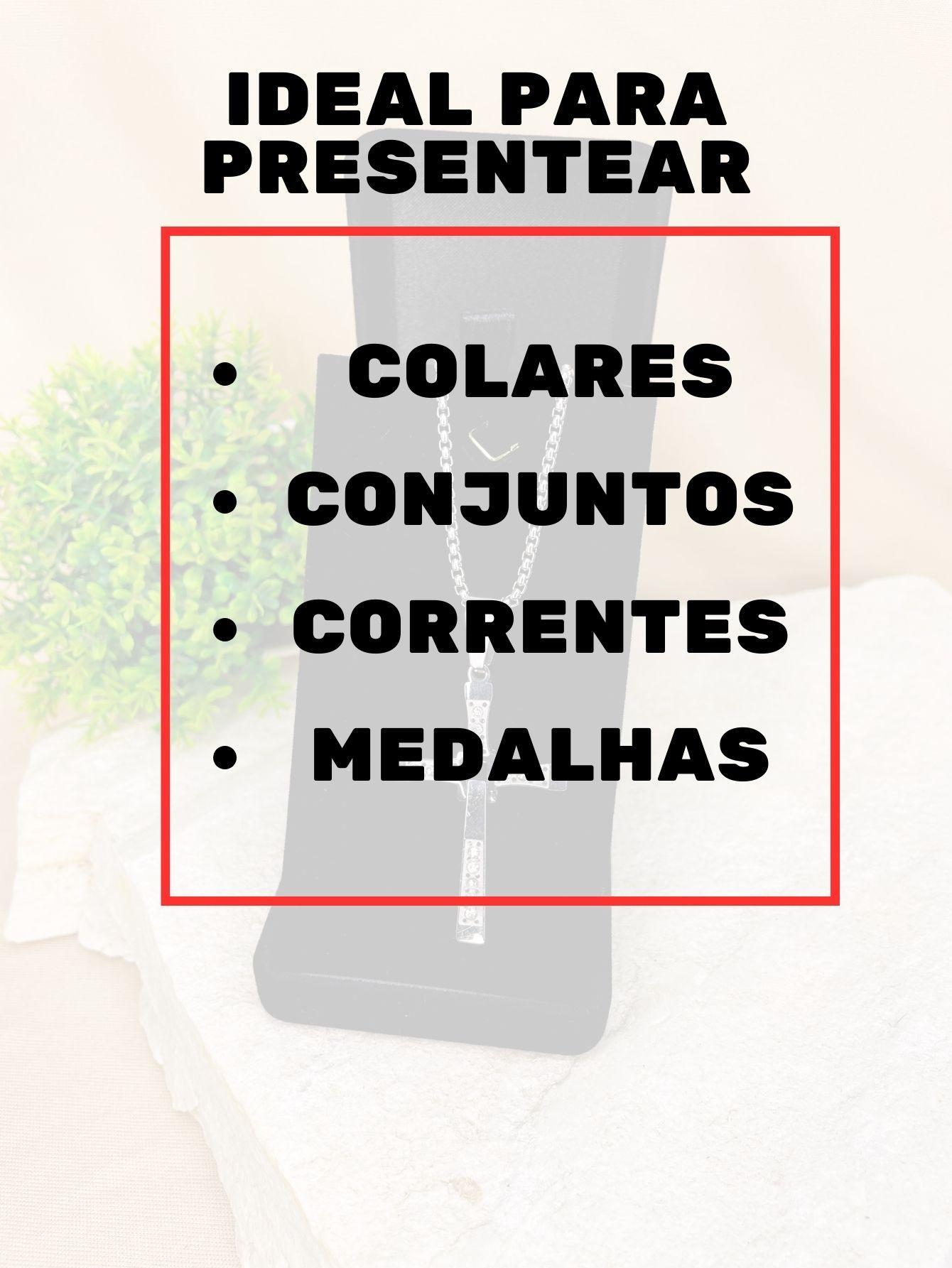 Caixinha Estojo Veludo Preto 11Cmx60Cm Jóias Colar Brinco