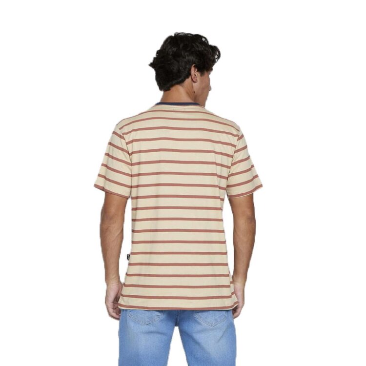 Miniatura Camiseta Billabong Crew Stripe Masculino - Marromverm - MARROM/VERM
