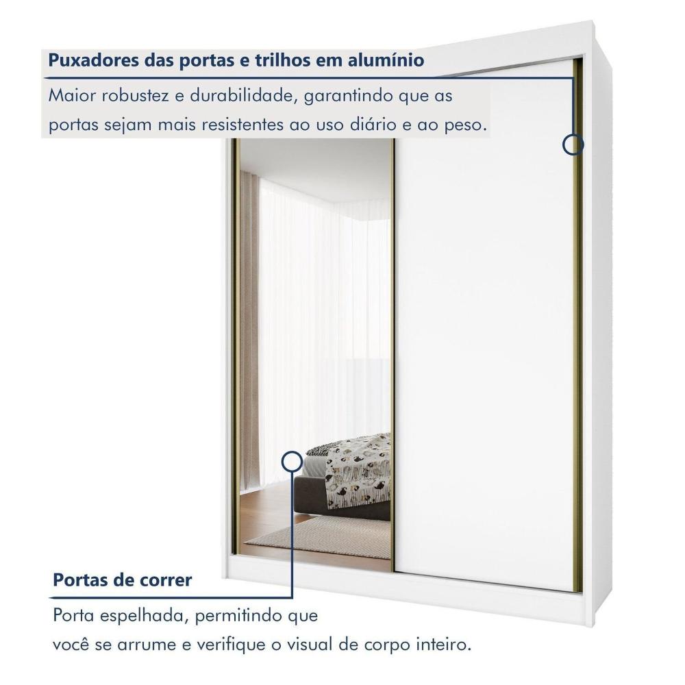 Guarda-roupa Casal 2 Portas de Correr 100% Mdf Branco