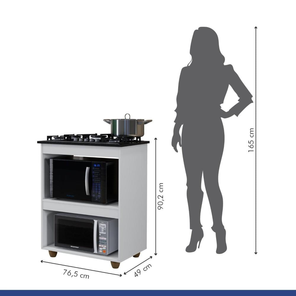Miniatura Balcão para Cooktop 5 Bocas 2 Nichos para Forno Turim Kaiki Móveis Branco