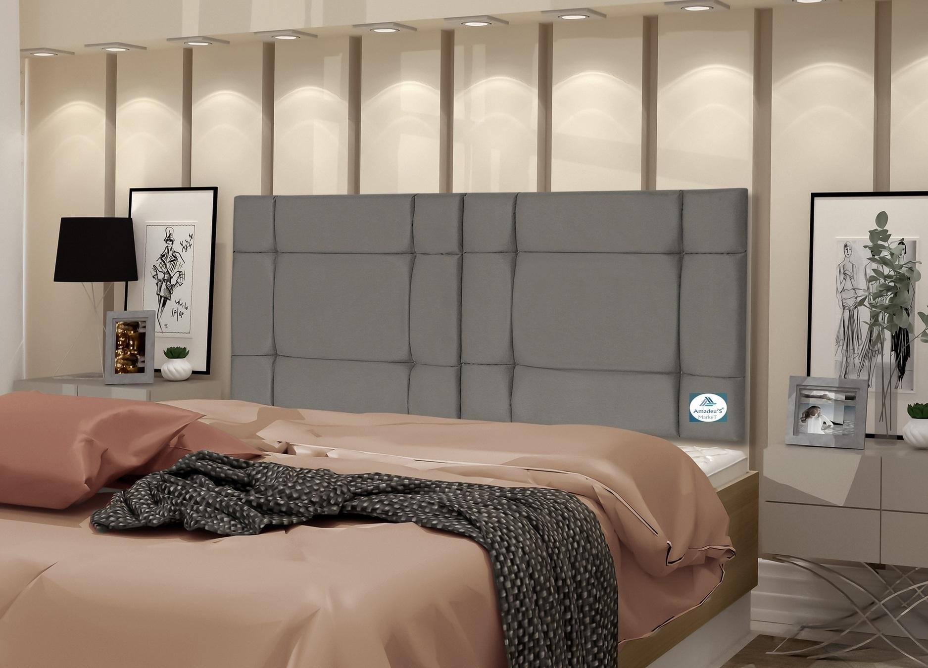 Miniatura Cabeceira Cama Casal Box 140Cm Estofada Ellegancy - Cinza