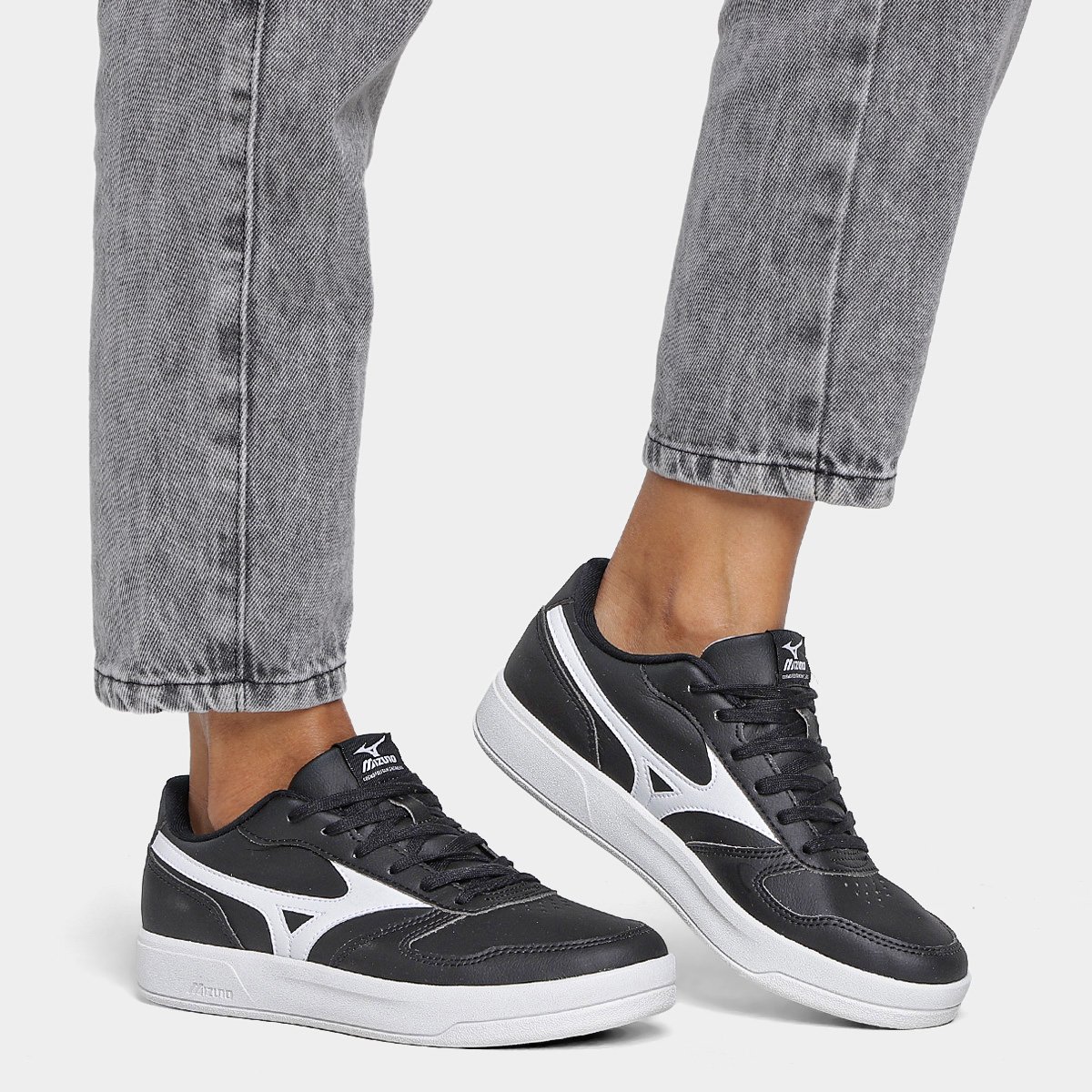 Miniatura Tênis Mizuno Street Wind Unissex Preto+Branco - 34
