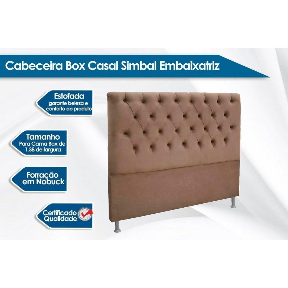 Miniatura Cabeceira Cama Box Estofada Casal Casal Embaixatriz Plus Suede Cinza - Simbal