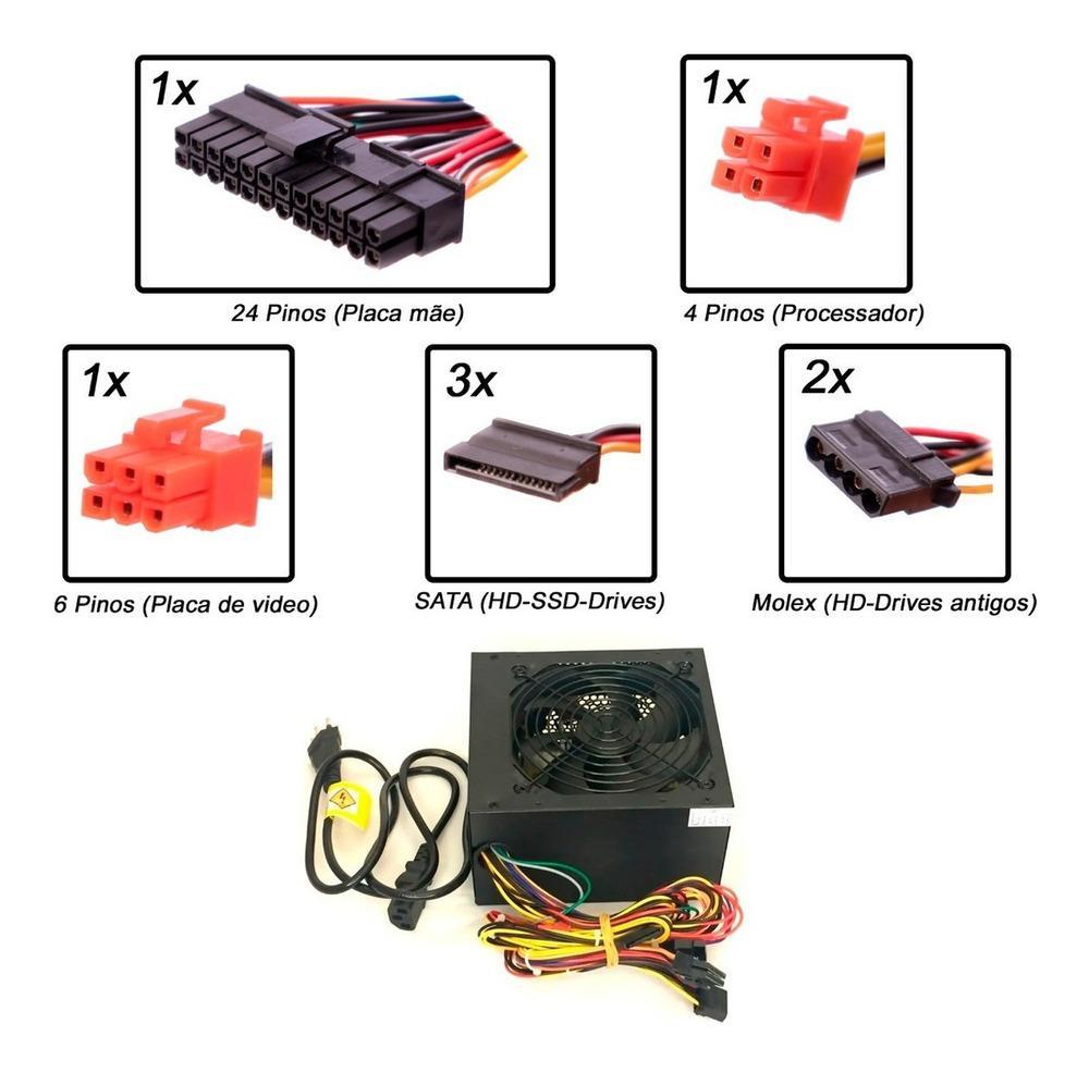 Miniatura Fonte de Alimentação para PC Knup KP-522 500W Preto ATX