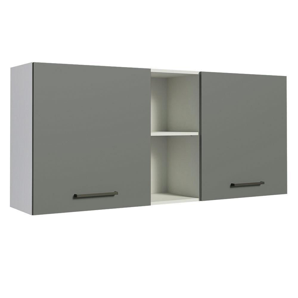 Miniatura Armário Aéreo 150 Cm 2 Portas E 2 Nichos Branco/Cinza