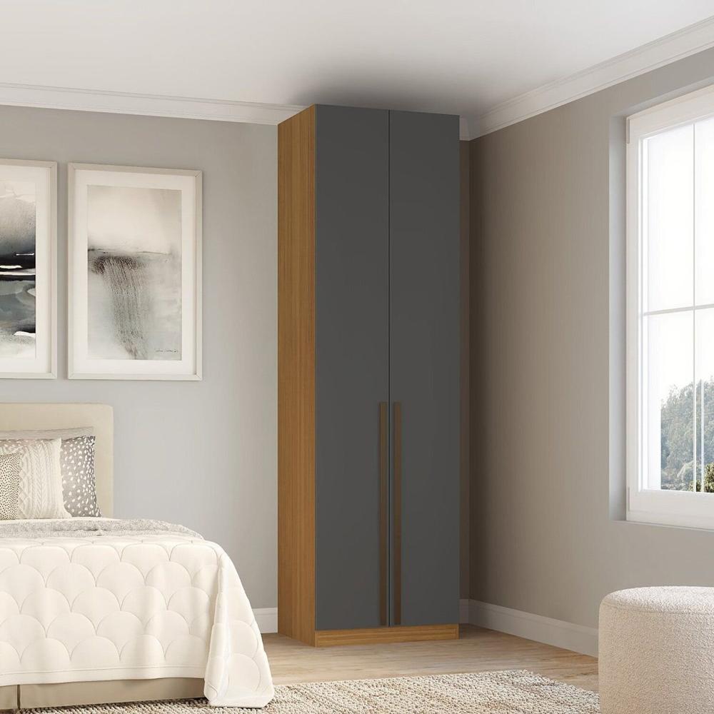 Miniatura Guarda-roupa Modular 2 Portas com Gavetas 70cm Altezza Freijó/Titânio