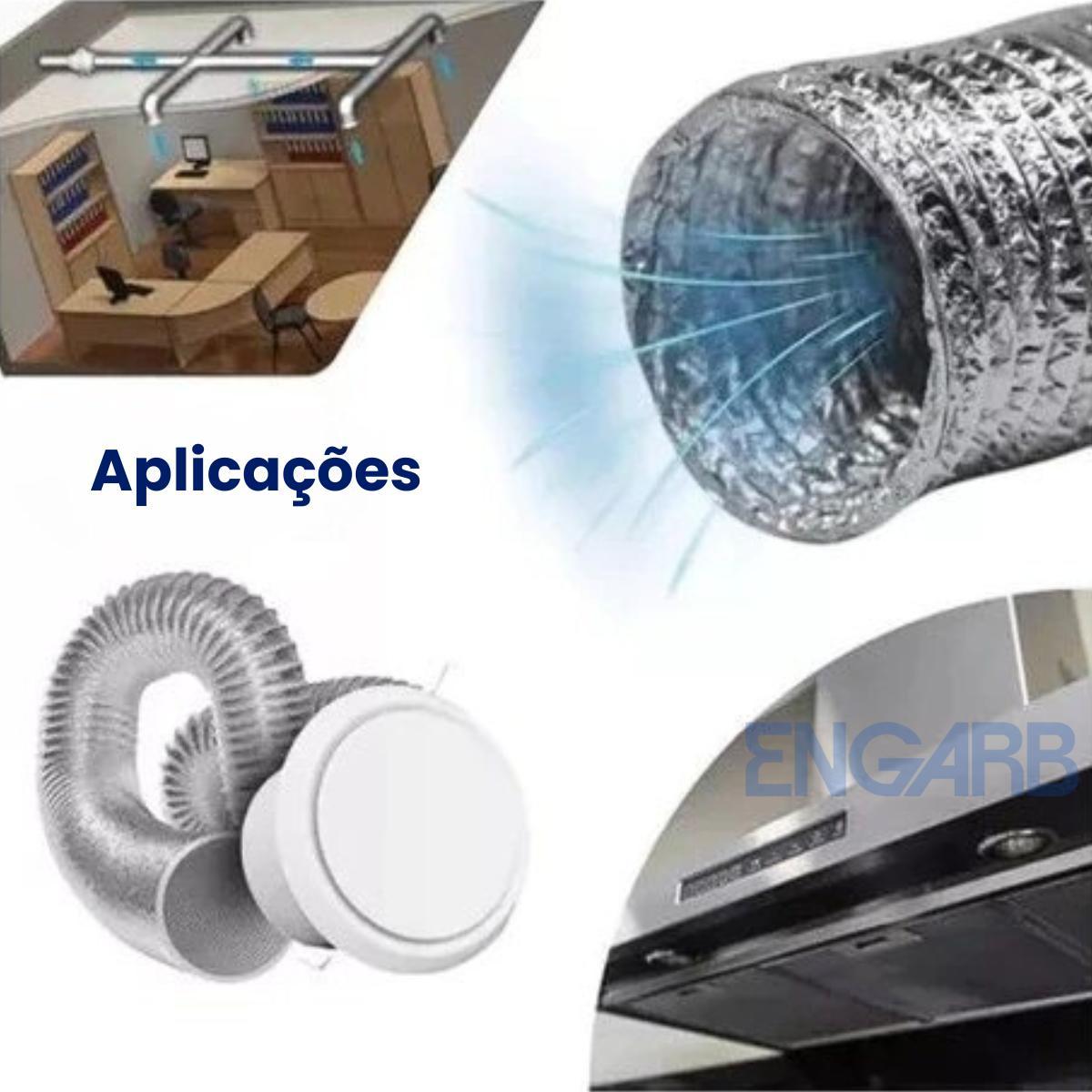 Miniatura Duto Flexível Alumínio 8 Pol X 10M 200Mm Ventilação Coifa