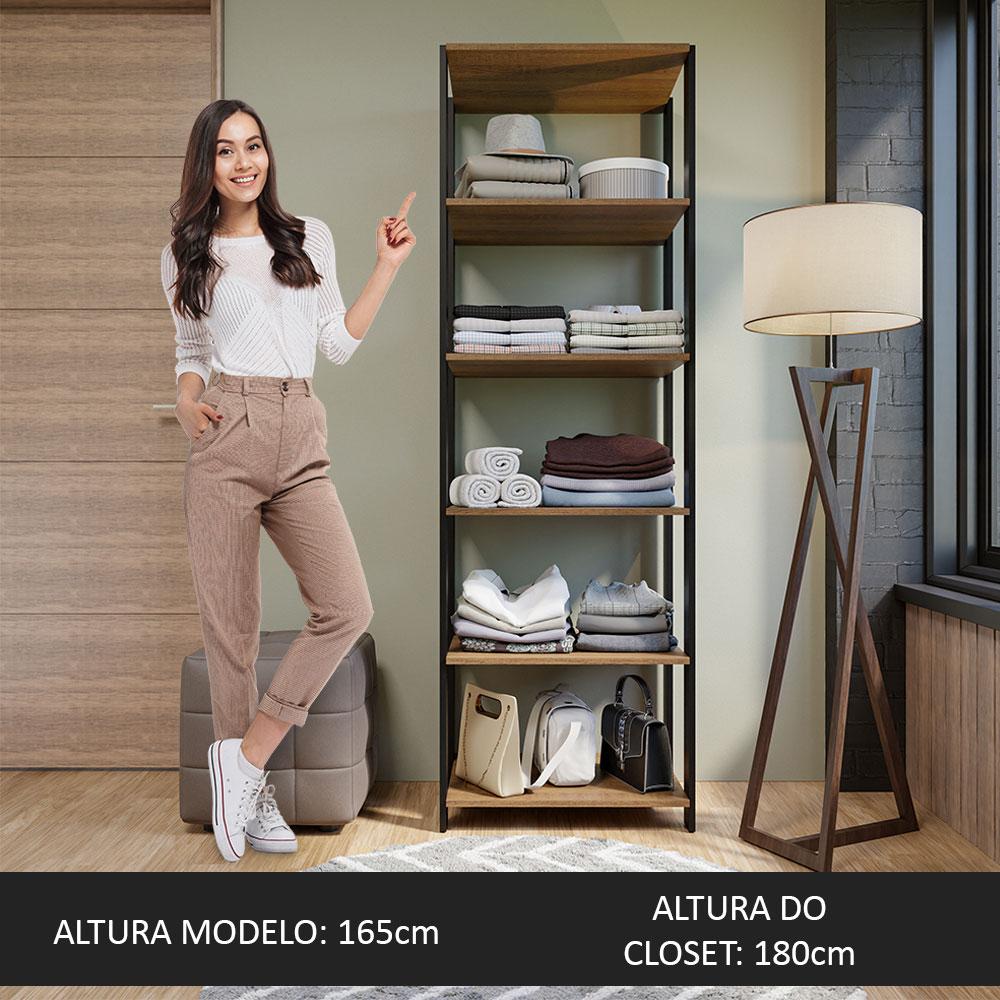 Miniatura Closet Aberto Guarda-Roupa 59cm Rustic/Preto Madesa Rustic/Preto