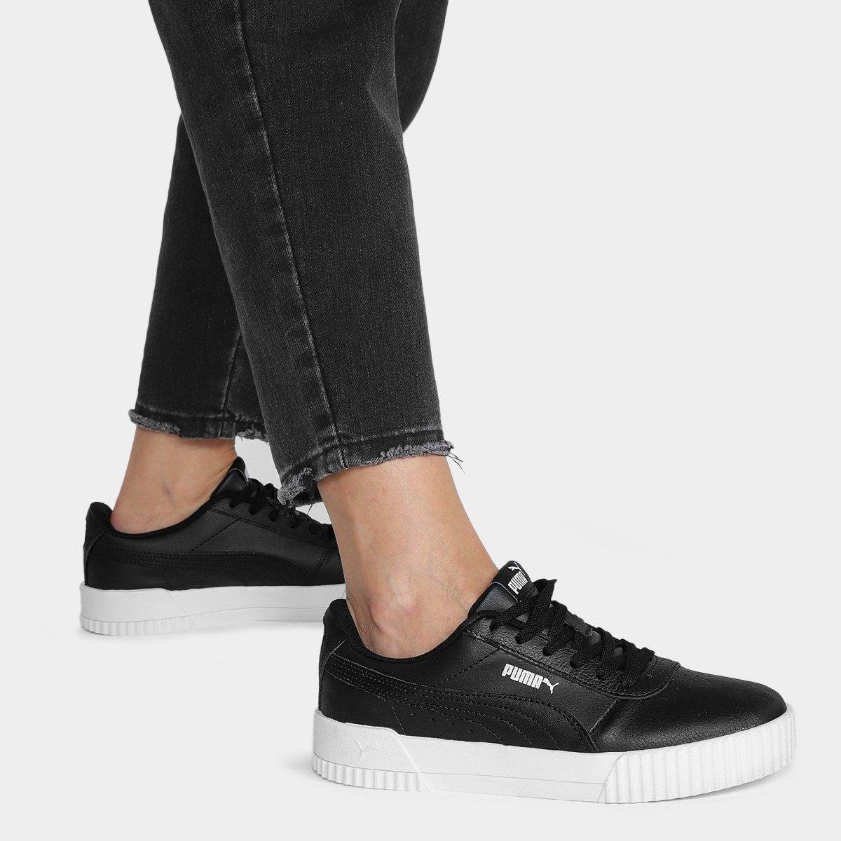 Miniatura Tênis Puma Carina Lux Bdp Feminino Preto+Branco - 34