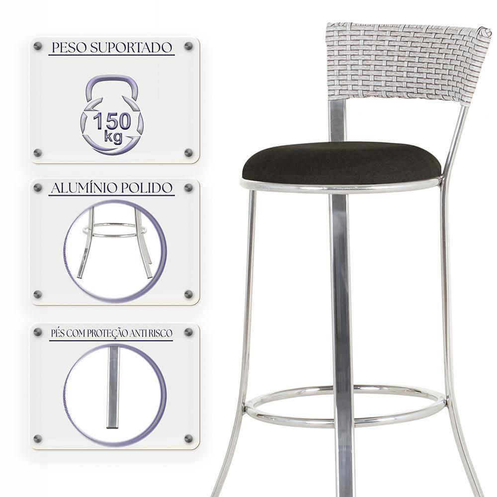 Miniatura Conjunto Com 2 Banquetas Em Alumínio, Fibra Sintética E Impermeável Tc Marmore A10