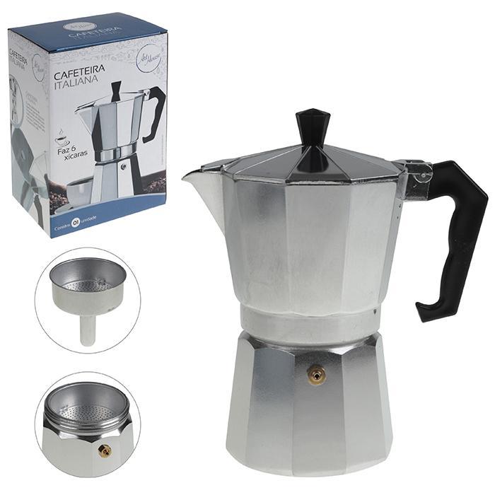 Kit Cafeteira Italiana Moka Premium + 6X Canecas Retro 350Ml