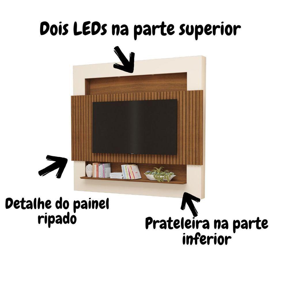 Miniatura Painel Tv Quarto Ripado Com Led Riviera Tv Até 75 Polegadas
