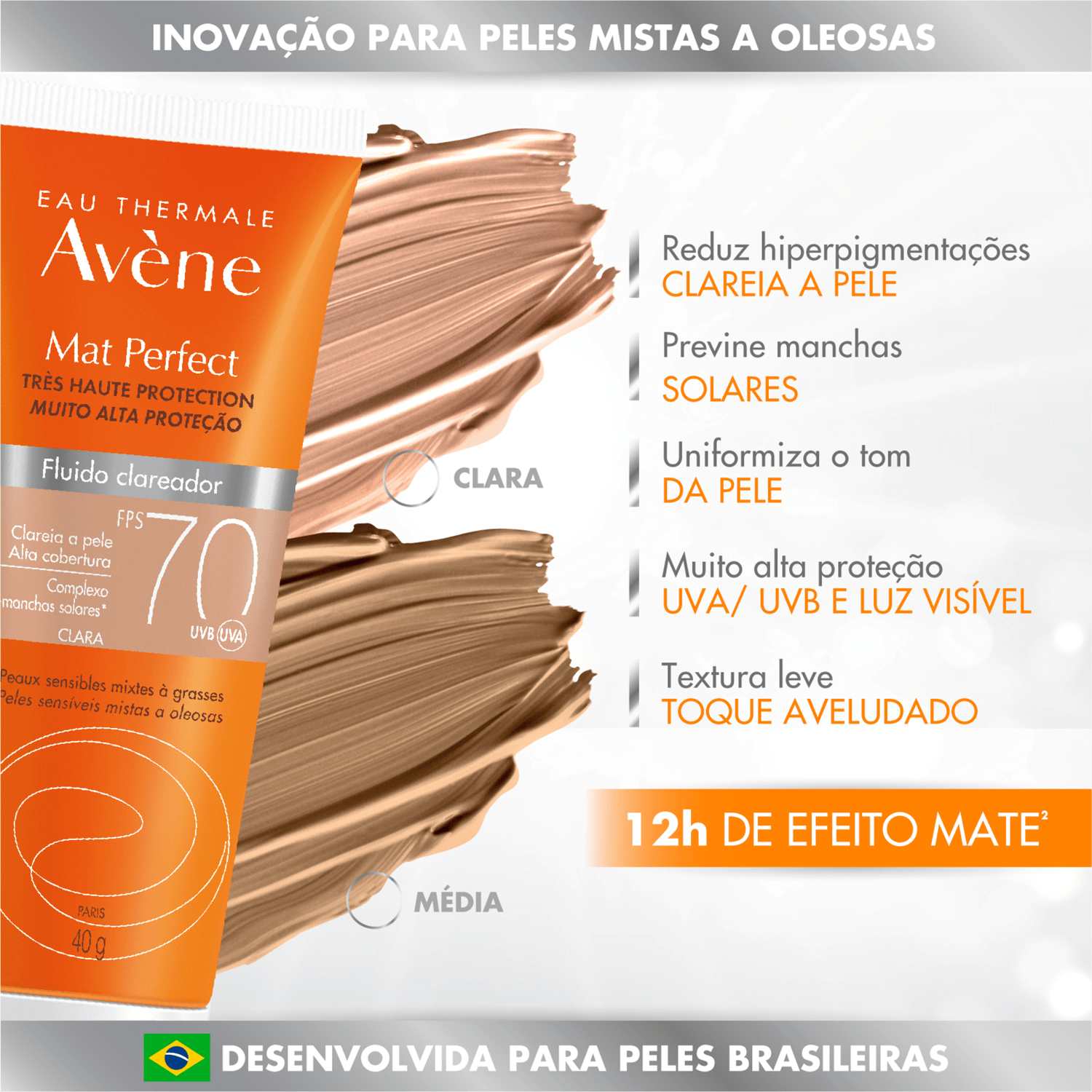 Miniatura Avène Mat Perfect Clareador FPS 70 Claro - Protetor 40g