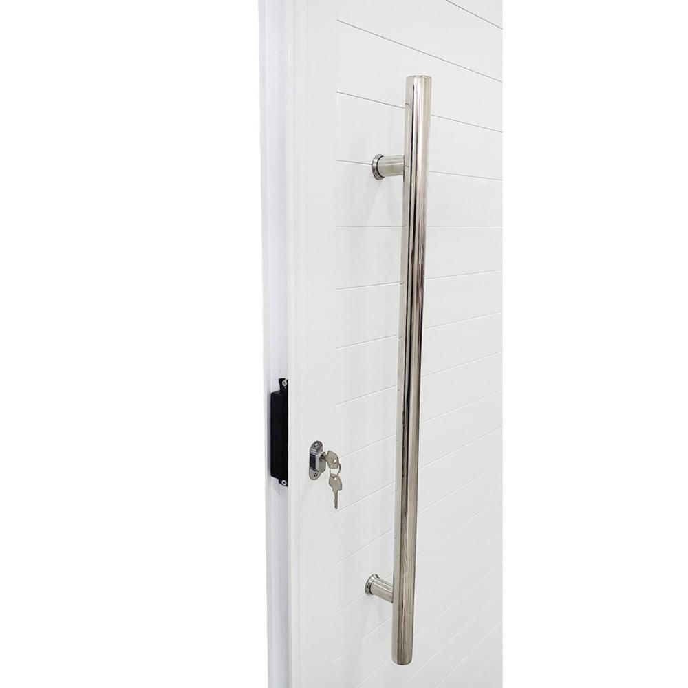 Porta Lambril de Alumínio Esquerda 210 x 90cm com Visor Linha Veneza Esquadrias Bergamo Branco