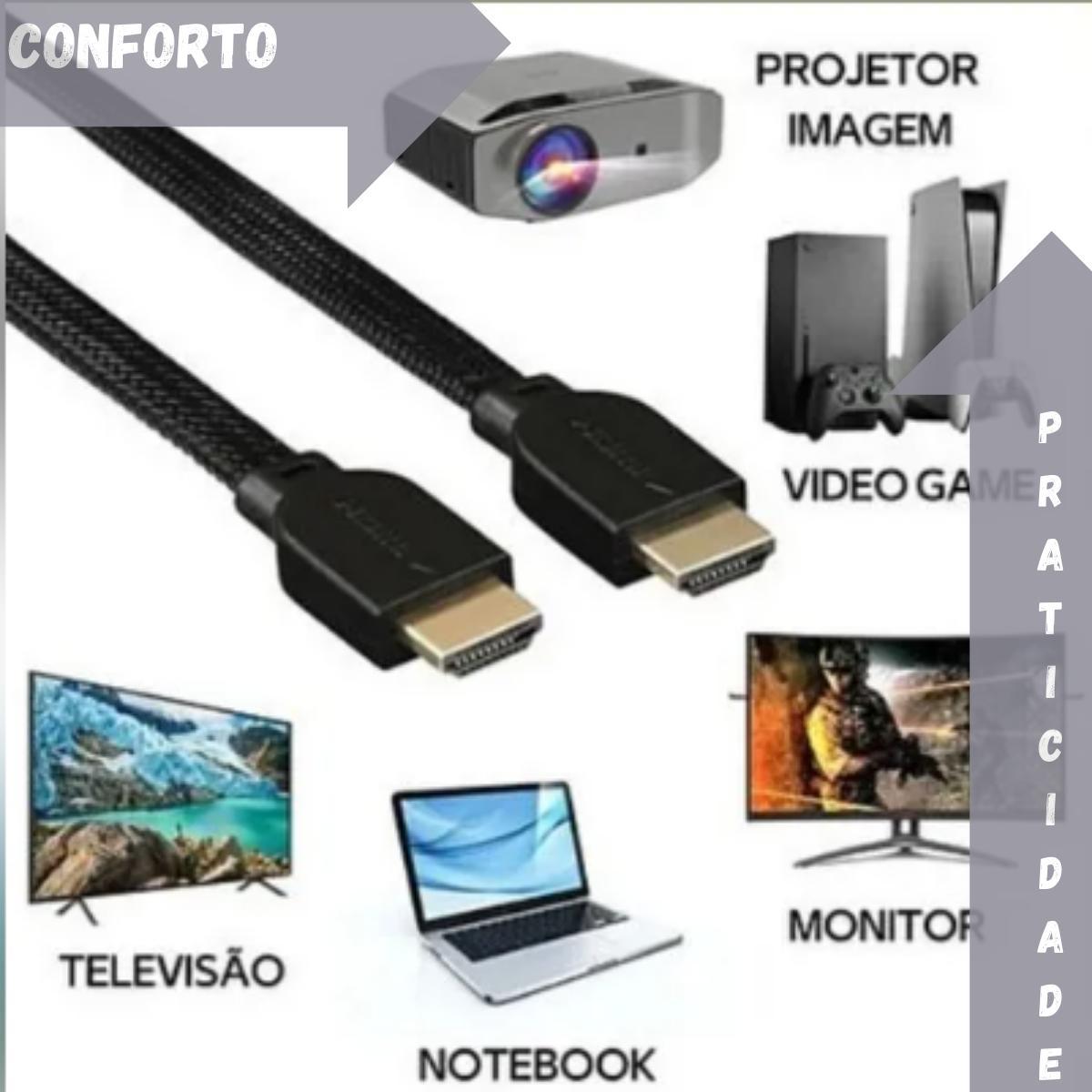Miniatura Cabo Hdmi 2.0 4K Blindado 3M Ponta Gold - Entrega Rápida