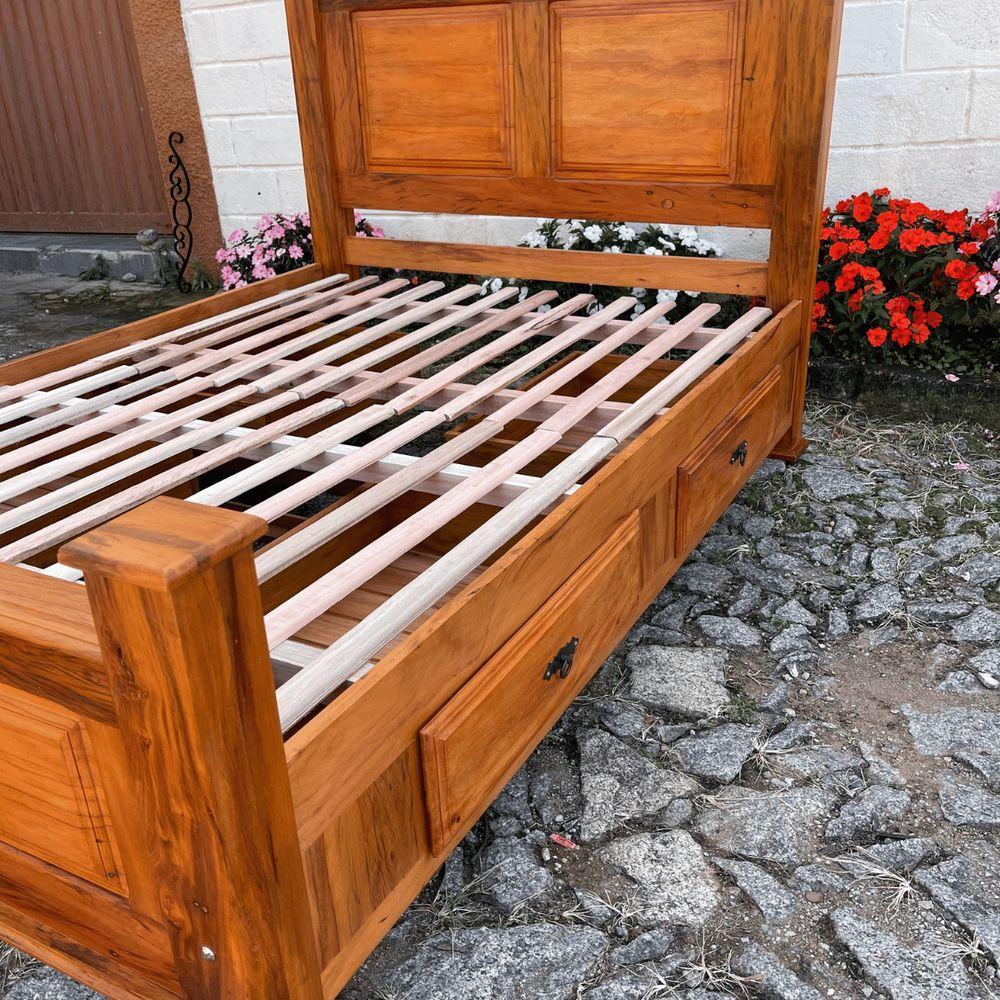 Miniatura Cama Casal Padrão Em Madeira De 4 Gavetas Demolição Modelo Almofadas Sudeste Rústico