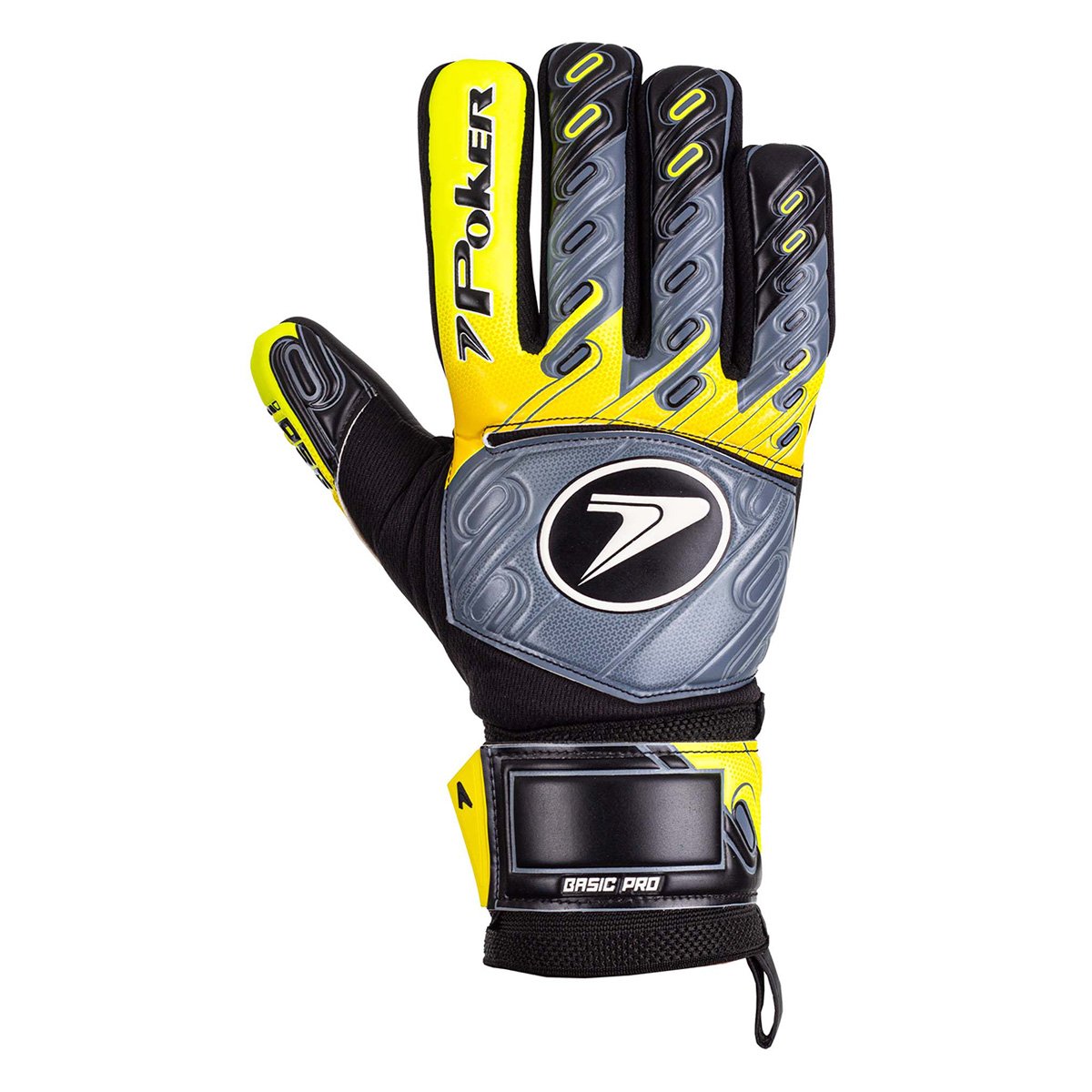 Miniatura Luva de Goleiro Campo Profissional Poker Basic Pro Preto+Amarelo - 09