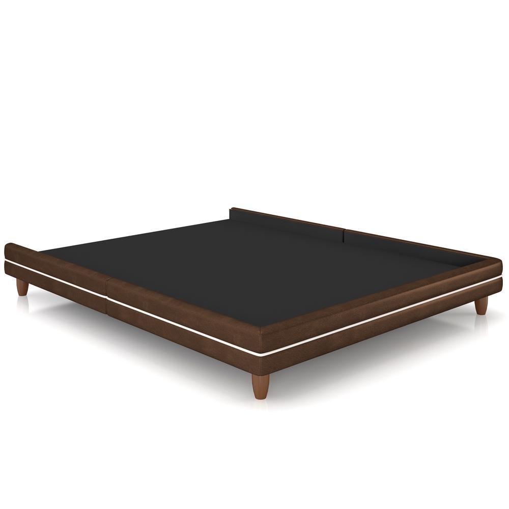 Miniatura Cama Casal Base Box Pés Madeira 140cm Suném P05 Couríssimo Marrom - Lyam Decor