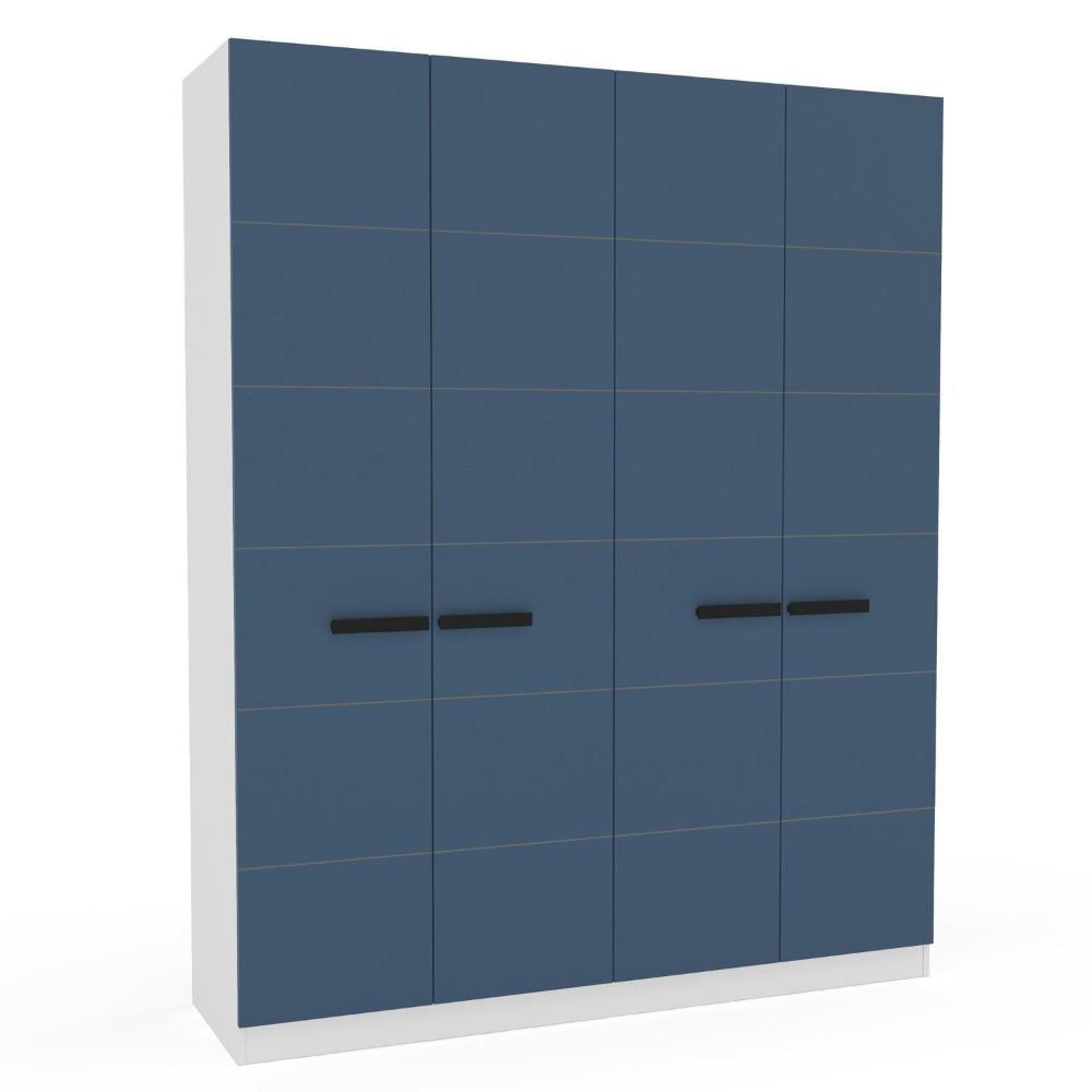 Miniatura Guarda Roupa 4 Portas 4 Gavetas Lisboa Branco/Azul