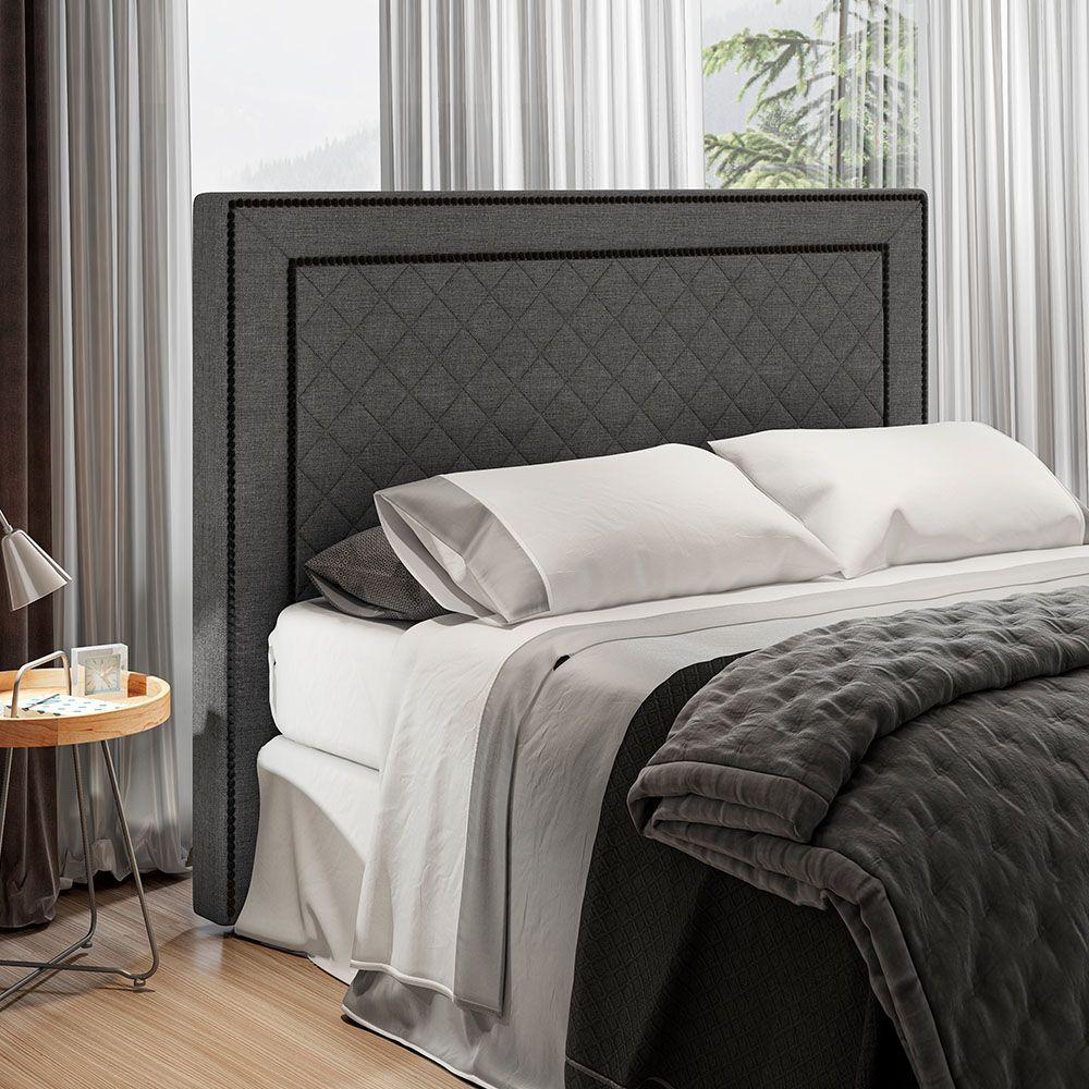 Cabeceira Cama Box Casal Queen Size Ariza 160cm Linho Cinza - Abmaza