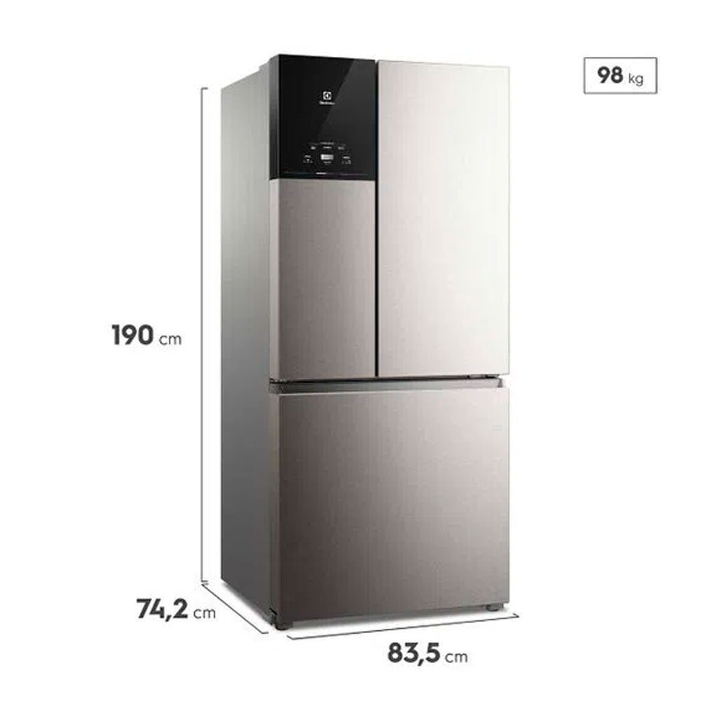 Geladeira 3 Portas IM8S FF3P Inverter com Autosense Efficient 590 Litros Electrolux Inox - 110V