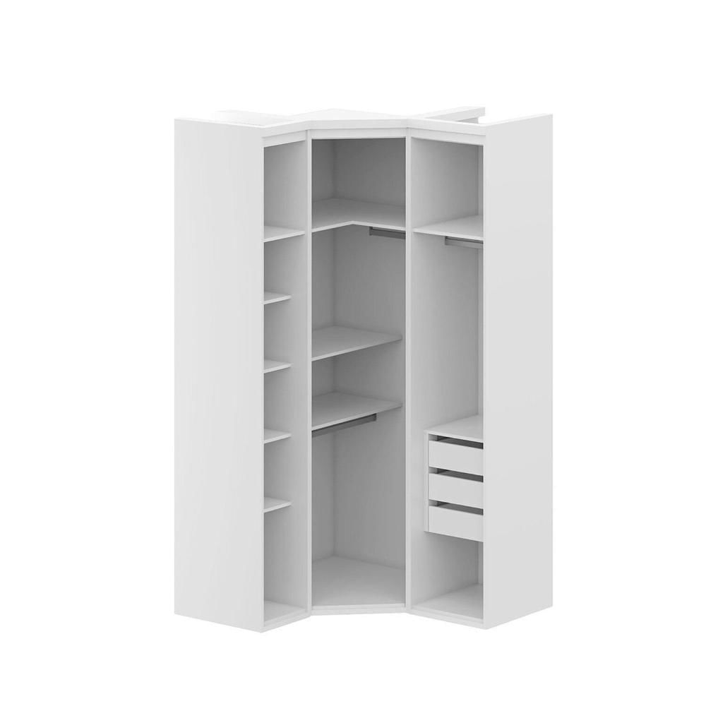 Miniatura Guarda-roupa de Canto Obliquo Espelho 3 Portas Mdf Lotus Off White