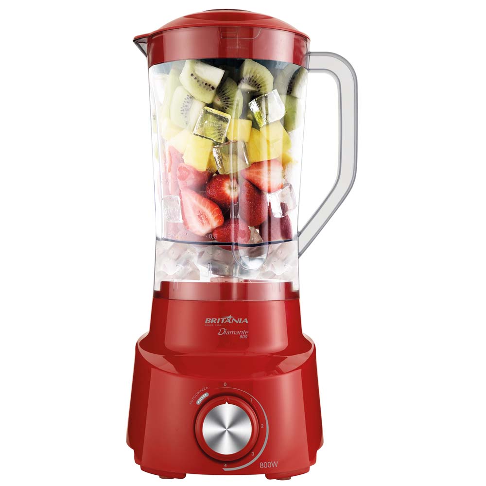 Miniatura Liquidificador Britania Diamante 800 4V 900W Vermelho - 220V