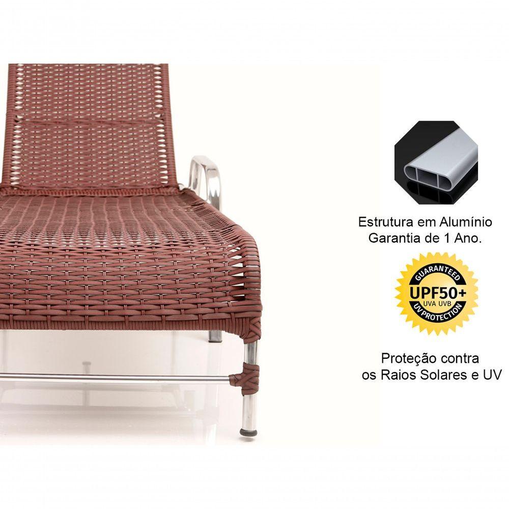 Miniatura Espreguiçadeira Esteira Catar de Alumínio Piscina Vinho Dark