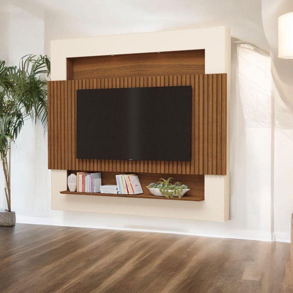 Miniatura Painel Tv Quarto Ripado Com Led Riviera Tv Até 75 Polegadas