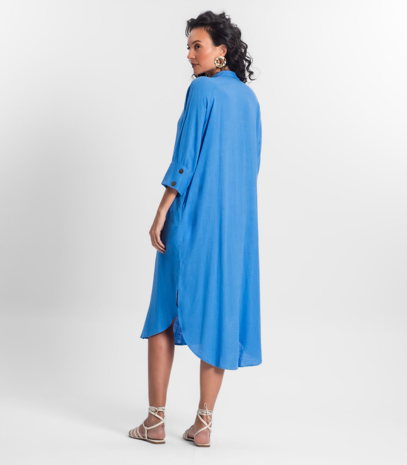 Miniatura Vestido Chemise Feminino Viscose Select Azul G