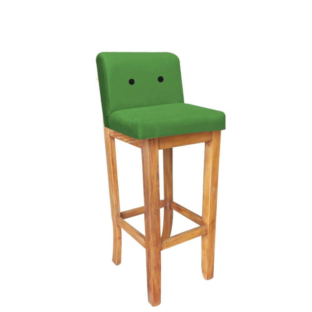 Miniatura Banqueta Alta Com Encosto Aila Balcão Bistrô Corino Verde Botão Preto - Ahazzo Móveis
