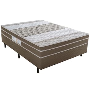 Miniatura Cama Box de Casal Biflex Ilhéus com Molas Ensacadas e Euro Pillow 63x138x188cm - Marrom/Bege Estampado