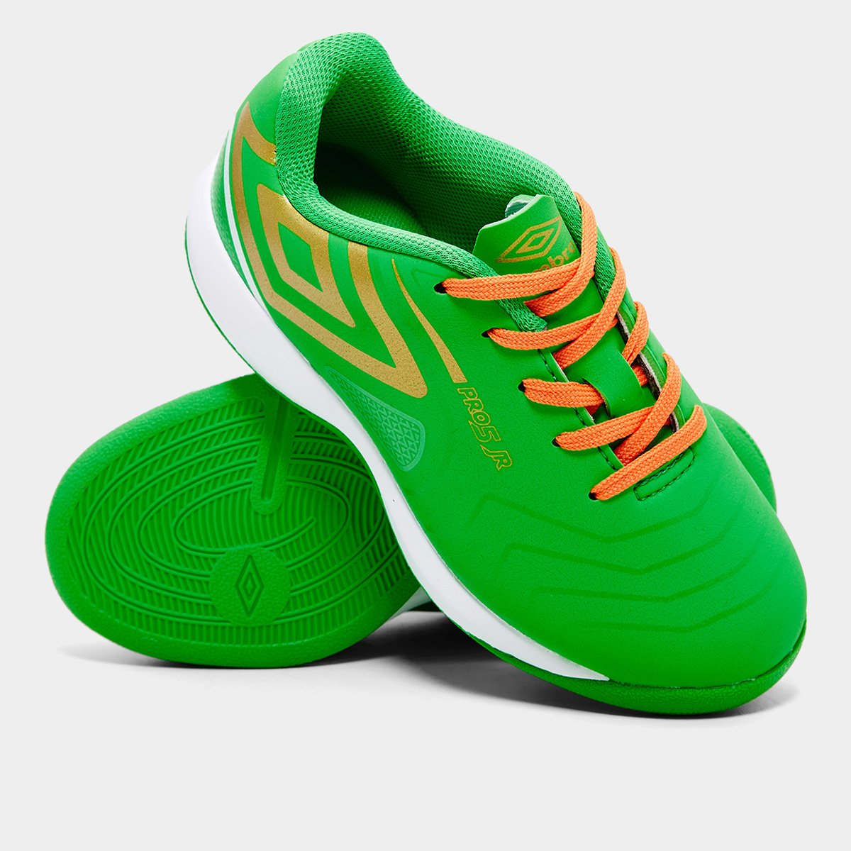 Miniatura Chuteira Infantil Futsal Umbro Pro 5 Bump Verde+Branco - 29