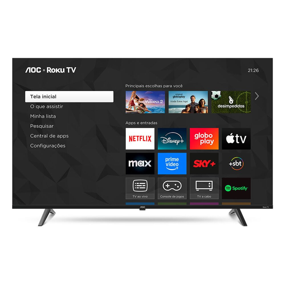 Miniatura Smart TV AOC 50 Polegadas, DLED, 4K, Roku TV - 50U7045/78G Preto - Bivolt