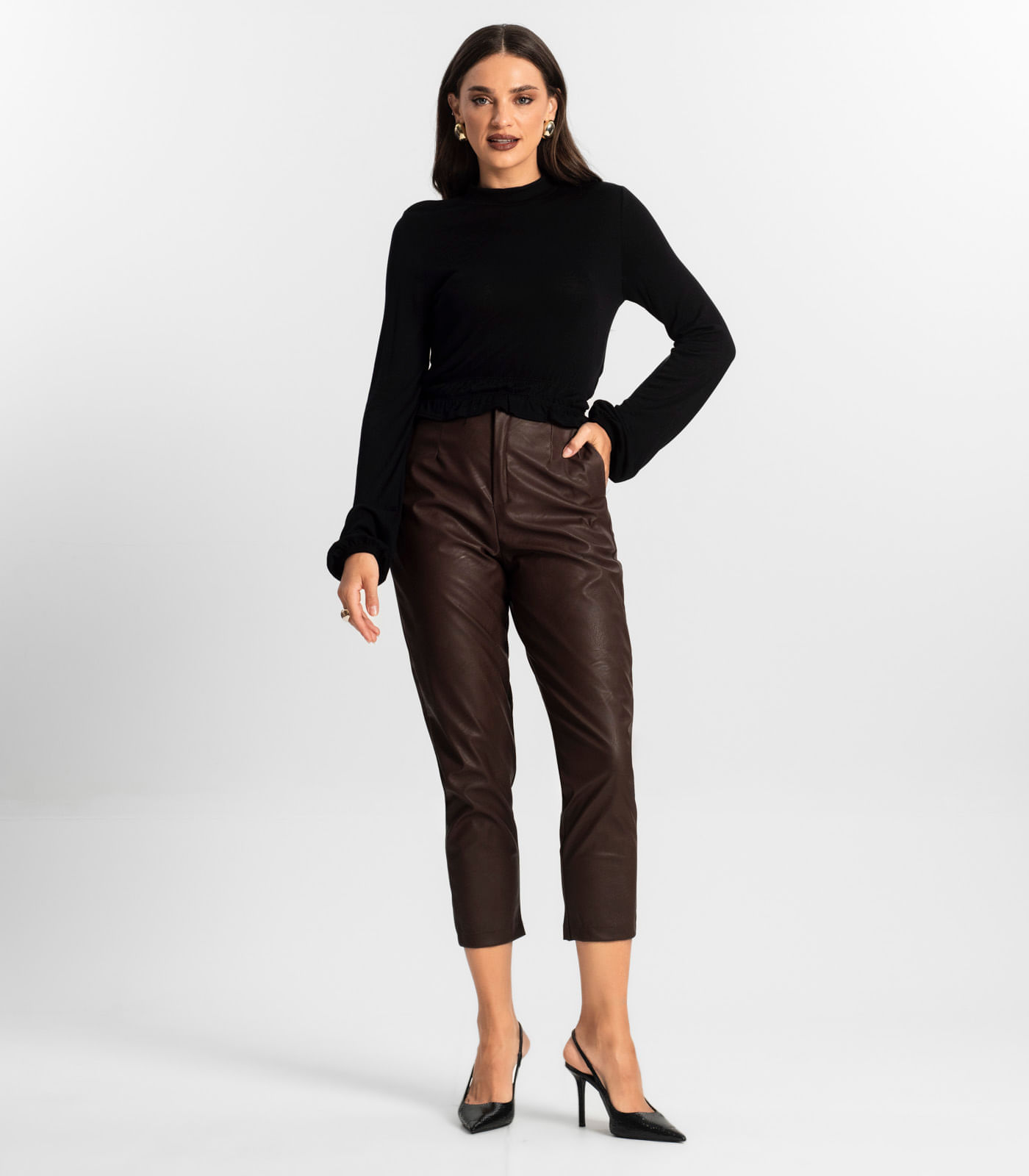 Miniatura Calça Feminina Courino Endless Marrom G