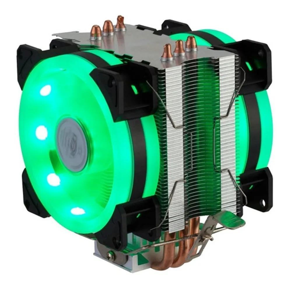 Miniatura Cooler Universal Fan Duplo Led Rgb Processador Intel/Amd