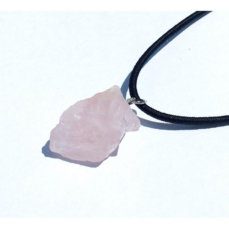 Miniatura Colar De Quartzo Rosa Natural Bruto - Pedra Dor Amor