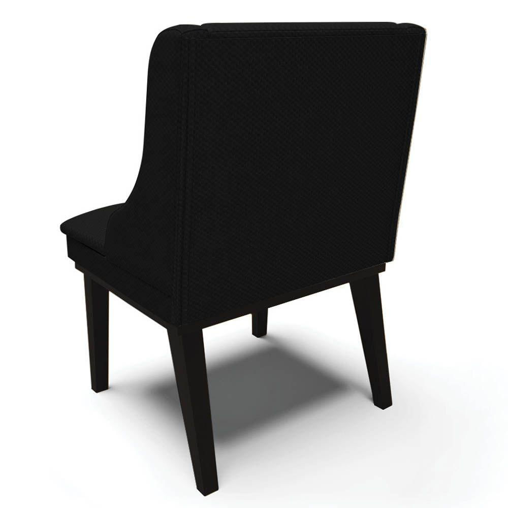 Kit 2 Cadeiras Estofadas Para Sala De Jantar Base Fixa De Madeira Preto Lia Veludo Luxo Preto