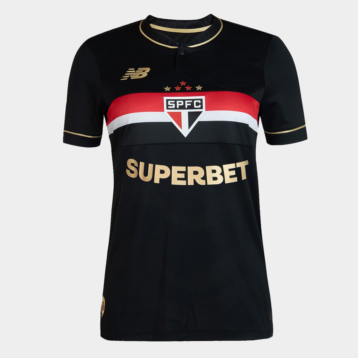 Miniatura Camisa São Paulo III 25/26 s/n° Jogador Comemorativa New Balance Feminina Preto+Vermelho - M